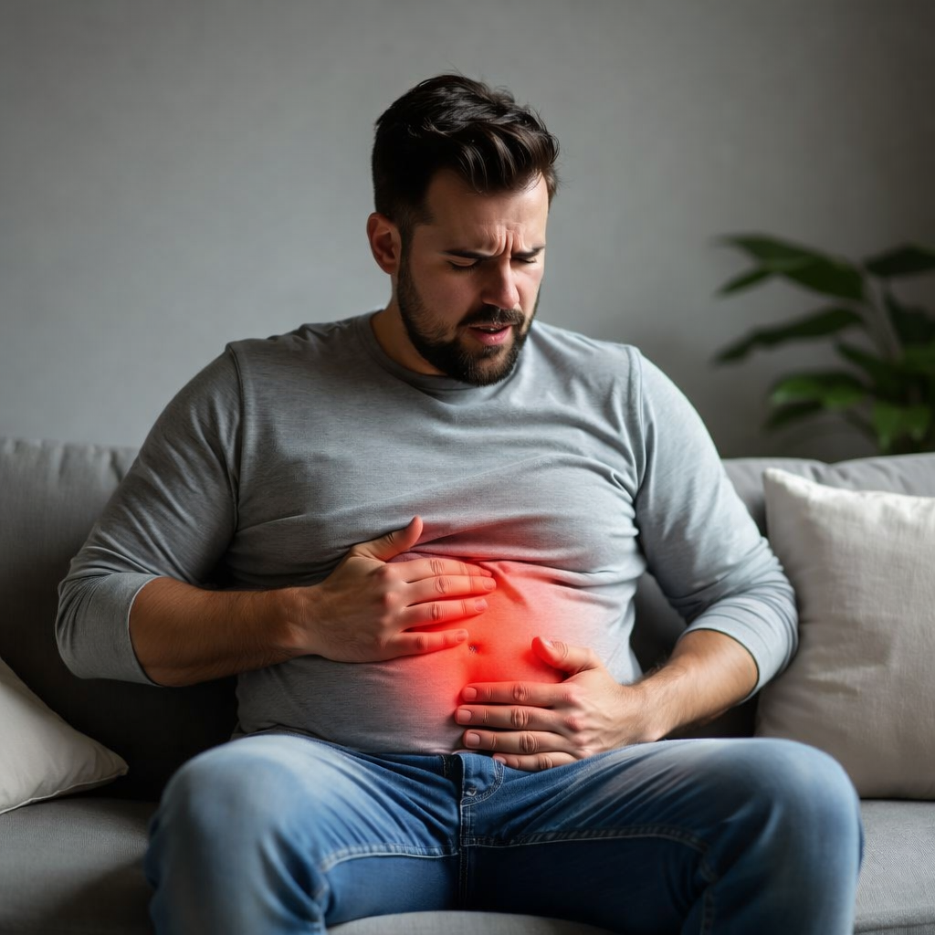 Gas acidity symptoms causing stomach pain and burning sensation